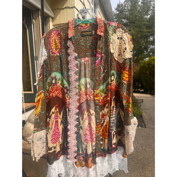 Jam’s World blouse upcycled Hawaiian Victorian lace paisleboho gypsy (28) - Picture 3 of 10